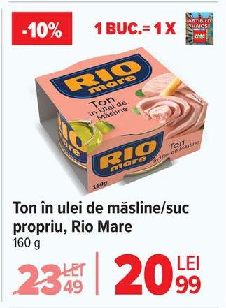 Ton în ulei de măsline/suc propriu Rio Mare