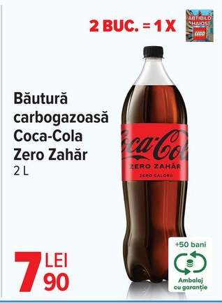 Băutură carbogazoasă Coca-Cola Zero Zahăr 2L