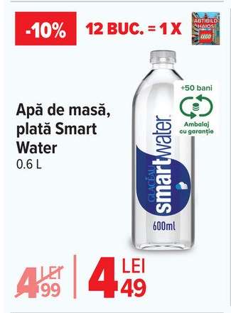 Apă de masă, plată Smart Water 0.6 L