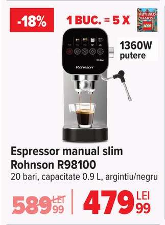 Espressor manual slim Rohnson R98100