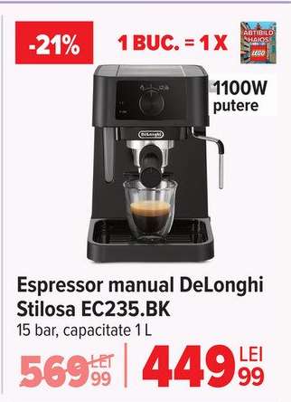 Espressor manual DeLonghi Stilosa EC235.BK