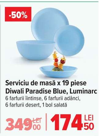Serviciu de masă x 19 piese Diwali Paradise Blue, Luminarc