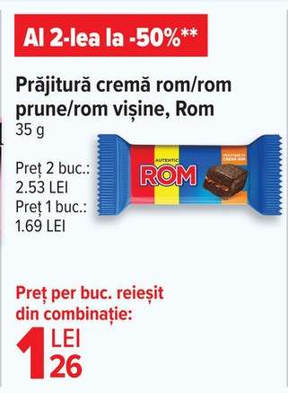 Prăjitură cremă rom/rom prune/rom vișine, Rom
