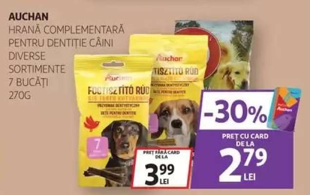 Auchan hrană complementară pentru dinții câini