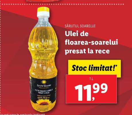 Ulei de floarea-soarelui presat la rece