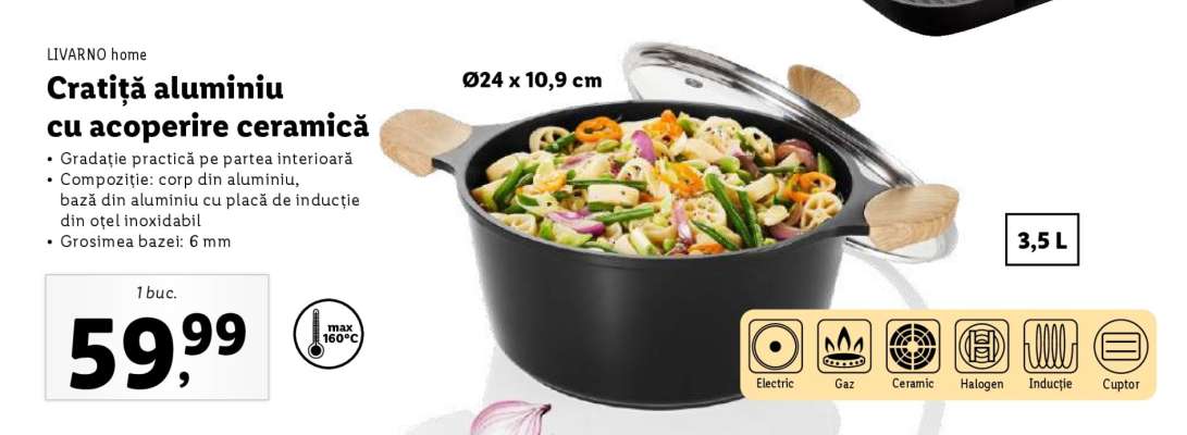 Cratită aluminiu cu acoperire ceramică