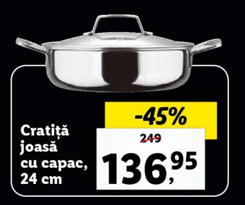 Cratiță joasă cu capac, 24 cm
