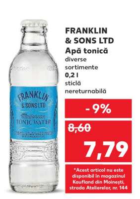 FRANKLIN & SONS LTD Apă tonică