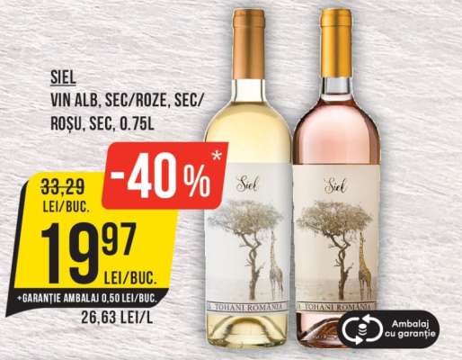 SIEL Vin Alb, Sec/Roze, Sec/Roșu, Sec, 0.75L