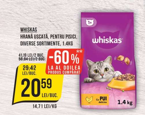 WHISKAS Hrană uscată pentru pisici