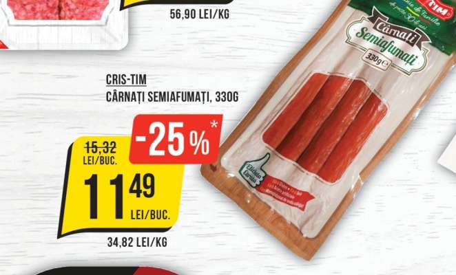 CRIS-TIM CÂRNAȚI SEMIAFUMAȚI, 330G