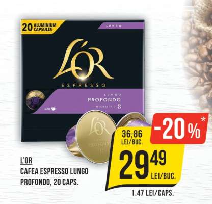L'OR Cafea Espresso Lungo Profondo, 20 caps.