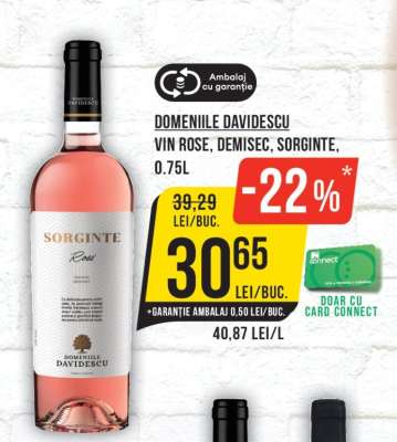 DOMENIILE DAVIDESCU VIN ROSE, DEMISEC, SORGINTE, 0.75L