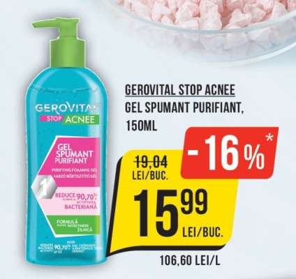 Gerovital Stop Acnee Gel Spumant Purifiant, 150ml