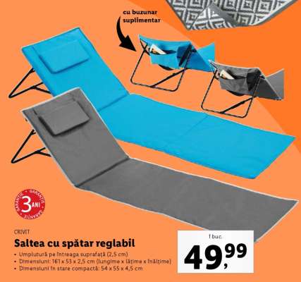 Saltea cu spătar reglabil