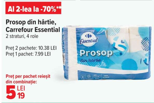 Prosoape din hârtie, Carrefour Essential