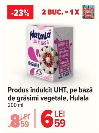 Produs îndulcit UHT pe bază de grăsimi vegetale, Hulala