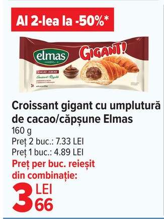 Croissant gigant cu umplutură de cacao/căpșune Elmas