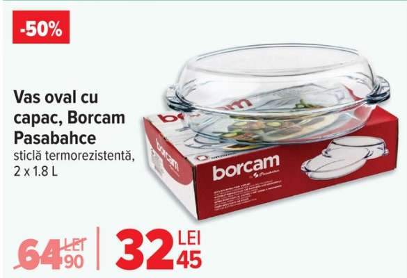 Vas oval cu capac, Borcam Pasabahce