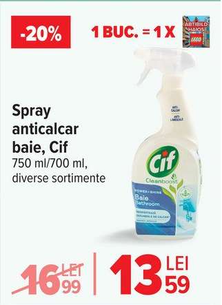 Spray anticalcar baie, Cif