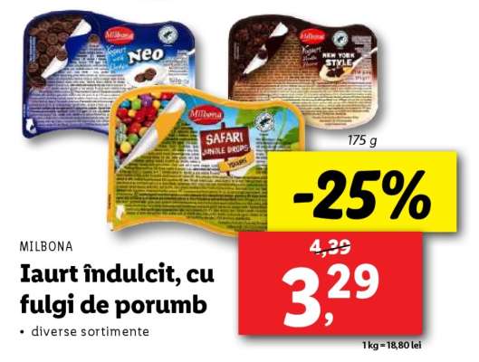Milbona Iaurt îndulcit, cu fulgi de porumb