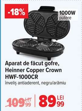 Aparat de făcut gofre Heinner Copper Crown HWF-1000CR