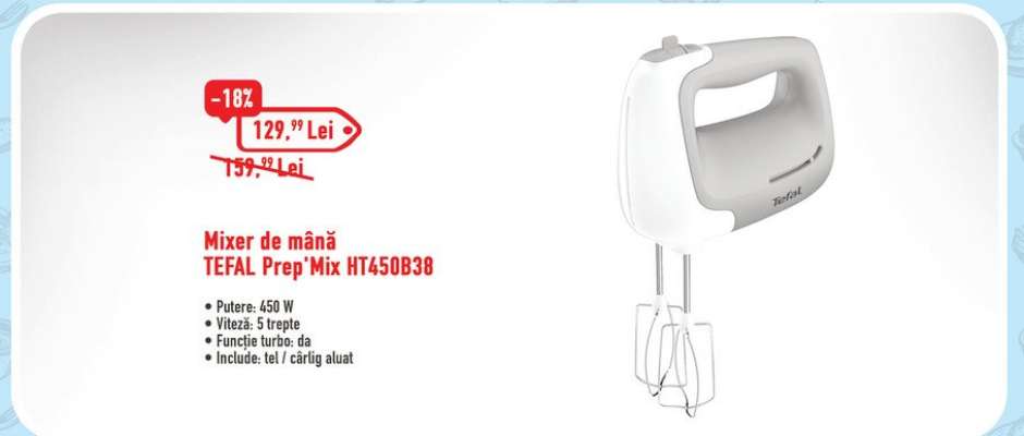 Mixer de mână Tefal Prep’Mix HT450B38