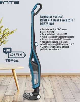 Aspirator vertical ROWENTA Dual Force 2 în 1 RH6751WO