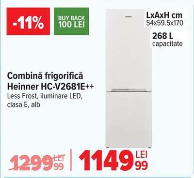 Combină frigorifică Heinner HC-V2681E++