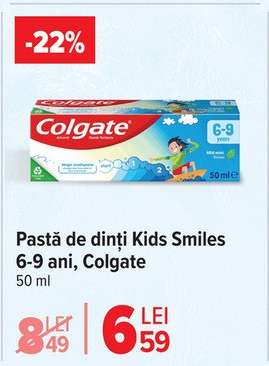 Pastă de dinți Kids Smiles 6-9 ani, Colgate