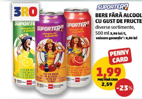 SUPORTERĂ BERE FĂRĂ ALCOOL CU GUST DE FRUCTE