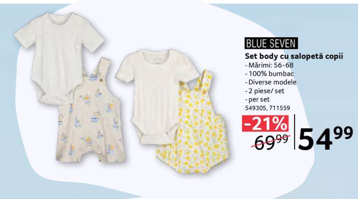 BLUE SEVEN Set body cu salopetă copii