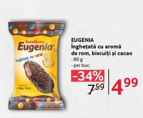 EUGENIA Înghețată cu aromă de rom, biscuiți și cacao