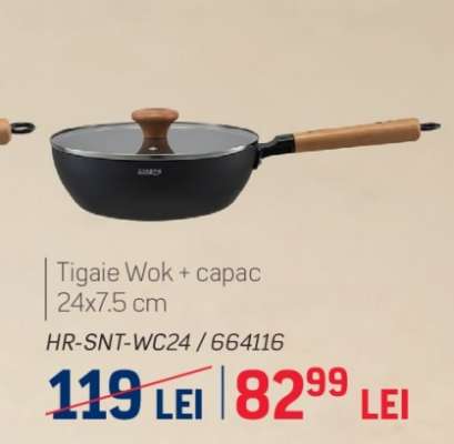 Tigaie Wok + capac 24x7.5 cm