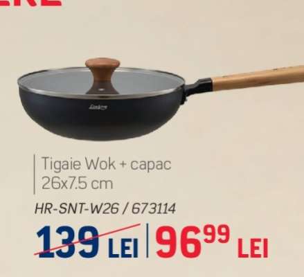 Tigaie Wok + capac 26x7.5 cm