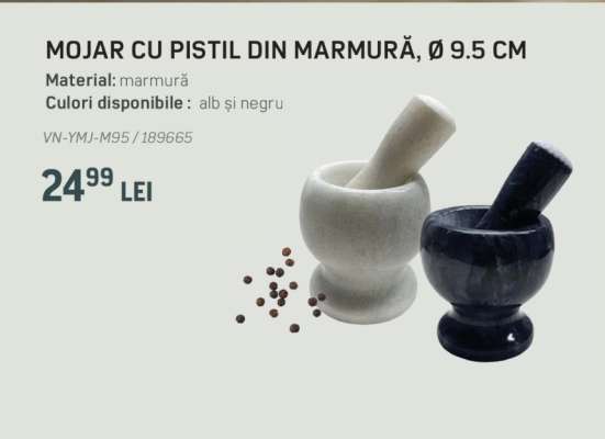 MOJAR CU PISTIL DIN MARMURĂ, Ø 9.5 CM