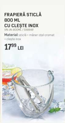 FRAPIERĂ STICLĂ 800 ML CU CLEȘTE INOX