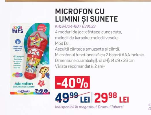 MICROFON CU LUMINI ȘI SUNETE