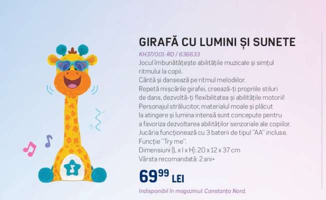 GIRAFĂ CU LUMINI ȘI SUNETE