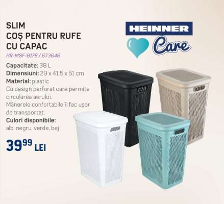 SLIM COȘ PENTRU RUFE CU CAPAC