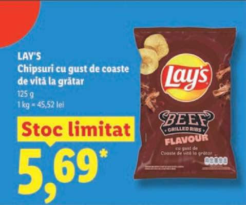 LAY'S Chipsuri cu gust de coaste de vită la grătar