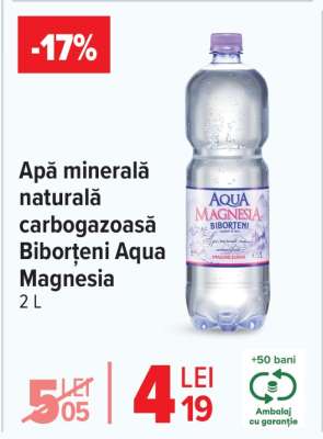 Apă minerală naturală carbogazoasă Biborțeni Aqua Magnesia 2L