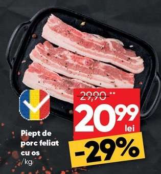 Piept de porc, feliat, cu os