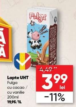 Lapte UHT Fulga cu cacao / cu vanilie 200ml