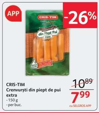 CRIS-TIM Crenvurști din piept de pui extra
