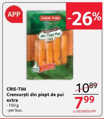 CRIS-TIM Crenvurști din piept de pui extra