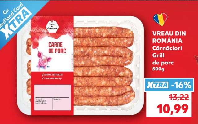VREAU DIN ROMÂNIA Cârnațiori Grill de porc 500g