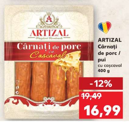 ARTIZAL Cârnați de porc/ pui cu cașcaval 400 g
