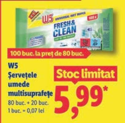 W5 Șervețele umede multisuprafețe