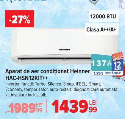 Aparat de aer condiționat Heinner HAC-HSN12KIT++